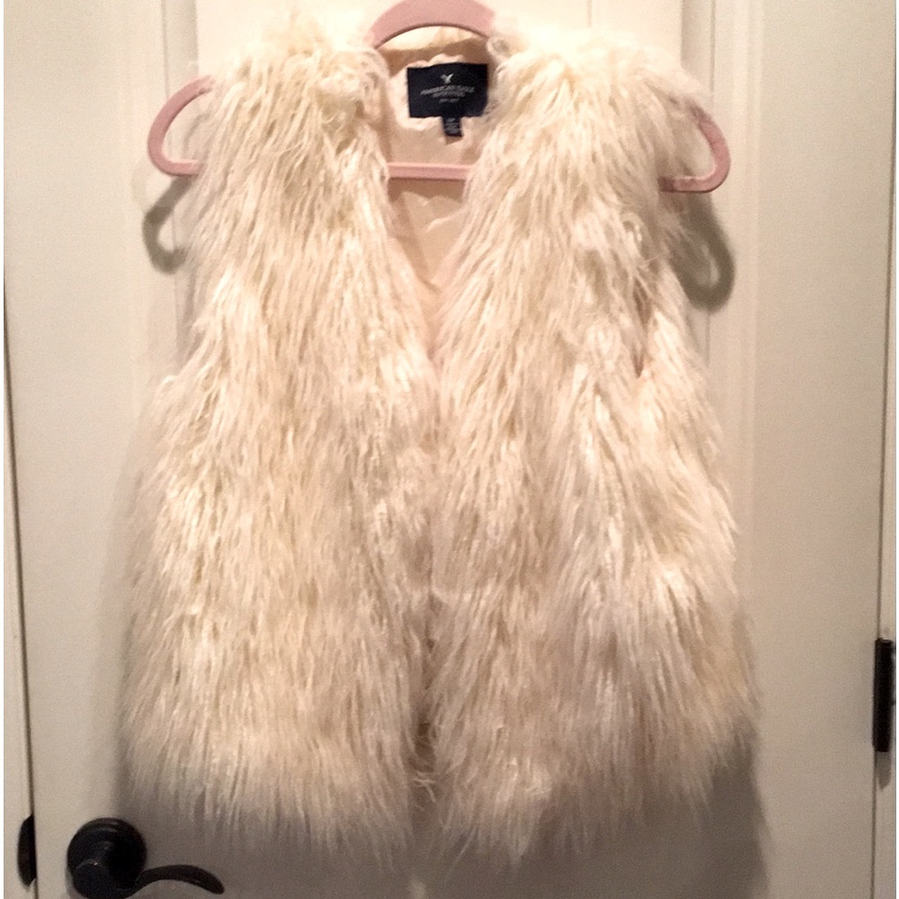 AERO S/P WHITE/IVORY FAUX FUR LONG-SHEARLING VEST. Finished Pink Lining - Picture 4 of 16